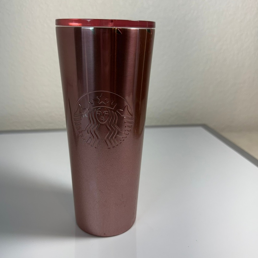 Starbucks Tumbler, Rose Gold, Stainless Steel, Travel Coffee Cup, Metallic 24 oz